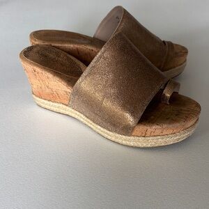 Donald J. Pliner Janet Metallic Espadrille Cork Wedge Sandals in Gold Size 9